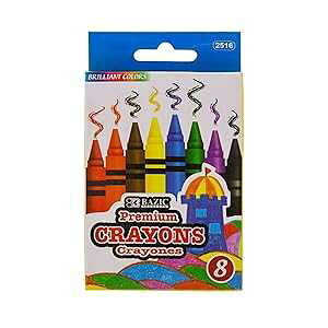B BAZIC PRODUCTS BAZIC 8 Color Premium Quality Crayon, Case of 24 (2516-24)