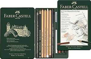 Faber-Castell Faber-Castel 112975 PITT Monochrome Tin Set ,12 Piece
