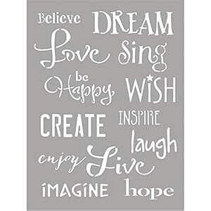 Deco Art ASMM38 AJ[iXeVACXs[VAO[A6C` x 8C` Deco Art ASMM38 Americana Decor Stencil, Inspiration, Gray, 6" x 8"