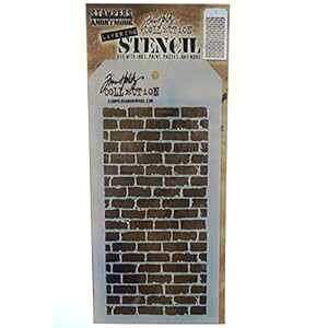 Stampers Anonymous Tim Holtz �w�󃌃��K�X�e���V���A4.125 x 8.5 Stampers Anonymous Tim Holtz Layered Bricked Stencil, 4.125 x 8.5