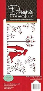 �f�U�C�i�[�X�e���V���ɂ��L�X�J�b�v���̃V���G�b�g�P�[�L�X�e���V�� Kissing Couple Silhouette Cake Stencils by Designer Stencils