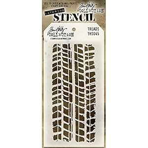 Stampers Anonymous Tim Holtz C[h gbh XeVA4.125 x 8.5 Stampers Anonymous Tim Holtz Layered Treads Stencil, 4.125 x 8.5