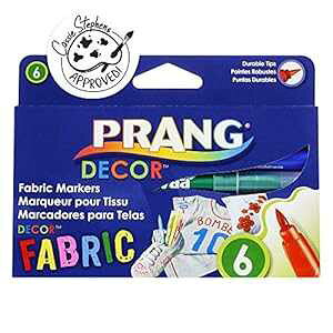 PRANG Decor ファブリックマーカー、ブラシチップ、油性インク、非毒性、6色セット (74106) PRANG Decor Fabric Markers, Brush Tips, Permanent Ink, Non-Toxic, 6-Color Set (74106)