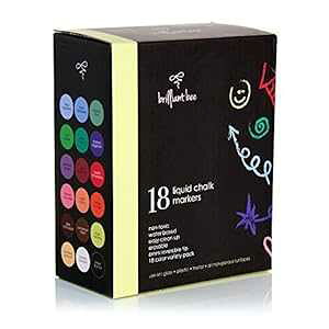 Brilliant Bee - t̃`[N}[J[ 18 KpbN - o[Vu`[ƃEh`bv Brilliant Bee - 18 Mega Pack of Liquid Chalk Markers - Reversible Chisel and Round Tip