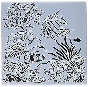 CRAFTERS WORKSHOP TCW611S Template, 6" x 6", Aquarium, White