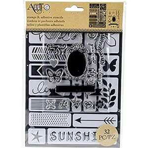 Art C X^v & SXeV Zbg - tƃACR Art Gone Wild & Friends Art C Stamp & Adhesive Stencils Set - Words & Icons