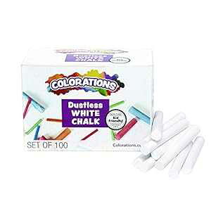 Colorations _zCg`[NA100{oNpbNAA}`J[AqAAwKA`A쐬AVсAŁA3C` x 3/8C` Colorations Dustless White Chalk, 100 Piece Bulk Pack, Value, 