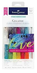 t@[o[JXe WF[gX J[Zbg ʒF - n痿N - 15 ʒF Faber-Castell Gelatos Colors Set, Iridescents - Water Soluble Pigment Crayons - 15 Iridescent Colors