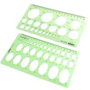 BronaGrand ~`Ƒȉ~`̃ev[gev[g K 2 pbN ItBXwZp BronaGrand Pack of 2 Circle and Oval Template Measuring Templates Ruler for Office and School