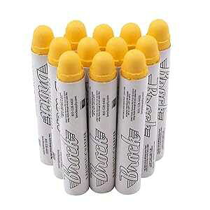 AutoandArt 12 Pc Box Yellow Brock B tstiks Crayon Marks Water Oil Dirt Extreme Temp t Stick Chalk for Auto Tire Construction Fabric Lumber