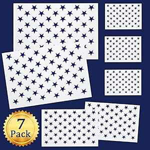 Whaline 7 Pieces American Flag 50 Stars Stencil Template for ting on Wood, Fabric, Paper, Airbrush, Walls Art, 2 Large, 2 Medium and 3 Small for Flag Day, Independence Day