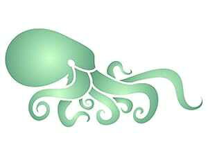 Stencils for Walls Octopus Stencil - 6 x 3 inch (S) - Reusable Sea Ocean Nautical Seashore Reef Wall Stencil Template - Use on Paper Projects Scrapbook Journal Walls Floors Fabric Furniture Glass Wood etc.
