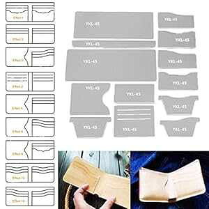 SMTHOME 13X ANzp^[XeVev[g}ʃZbgU[nhNtg DIY c[ SMTHOME 13X Clear Acrylic Wallet Pattern Stencil Template Drawings Set Leather Hand Craft DIY Tool