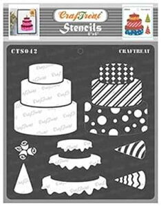 CrafTreat レイヤードウエディングケーキステンシル 木、キャンバス、紙、布地、床、壁、タイルにペイント - 3段ケーキ - 6x6インチ - 再利用可能なDIYアートとクラフトステンシル ケーキステン