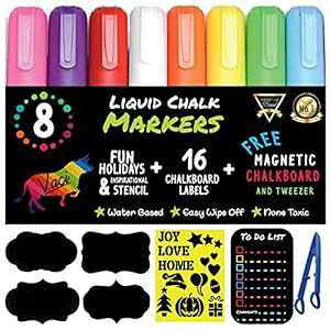 Vaci `[N}[J[A8 pbN + C + `XeV + x 16 Av~At̍lIyAubg܂̓`[o[Vu`bv Vaci Markers Chalk Markers by Vaci, Pack of 8 