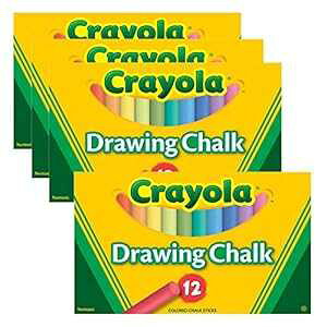 Crayola Colored Drawing Chalk, 12 Assorted Colors 12 Sticks/Set, Pack of 4 Sets