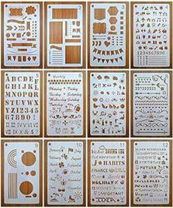 MENGCUBE Journal Stencil Set for Dotted Journals, Journalling Supplies/Accessories Kit Includes Daily/Weekly/Monthly Calendars, Icon, Chart, Numbers,Shape