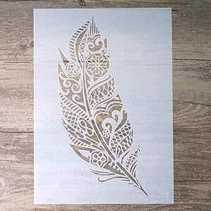 DIY 䶗HXeV ev[g XNbvubLOp̕ǂ̊GƋH|i (A4 TCY) SLGIFT DIY Decorative Mandala Feather Stencil Template for Scrapbooking ting on Walls Furniture Crafts (A4 Size)