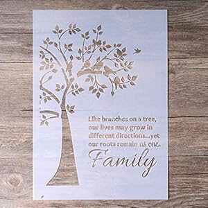 ǂɊG`߂ DIY XeV ev[g ƋH|iAƌn} (A4 TCY) SLGIFT DIY Decorative Stencil Template for ting on Walls Furniture Crafts, Family Tree (A4 Size)