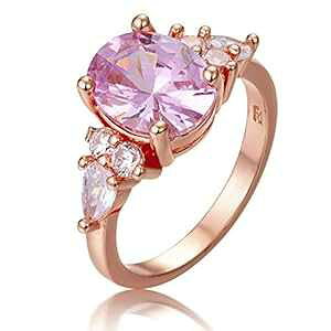 Goldenchen Jewelry 3.3CT Pink Birthstone Clear CZ Crystal Wedding Vintage Jewelry Ring Size 6-10 (6, Rose Gold)
