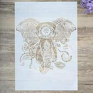 SLGIFT DIY Decorative Elephant Stencil Template for ting on Walls Furniture Crafts (A4 Size)