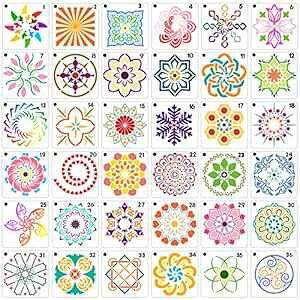 36 ̙䶗XeV 䶗hbgGXeV ev[g ؕǉA[gvWFNgp CH HAICHENG 36 PCS Mandala Stencils Mandala Dot ting Stencils Templates for Rocks Wood Wall ting Art Projects