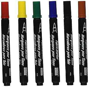 Uchida Fabric Marker Brush Tip Art Supplies, Primary