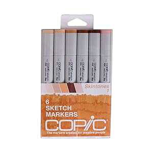 �R�s�b�N �}�[�J�[ SKST6-SKIN �X�P�b�` �X�L���g�[�� 1 �}�[�J�[ (6 �p�b�N) Copic Marker SKST6-SKIN Sketch Skin Tones 1 Marker (Pack of 6)