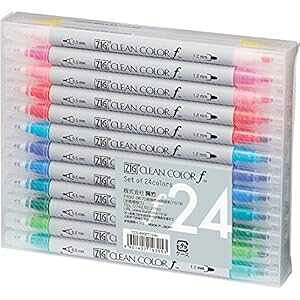 | WO cC`bv}[J[ N[J[f 24FZbg (TCS-6000T/24V) Kuretake Zig Twin Tip Marker Clean Color f, 24 Color Set (TCS-6000T/24V)