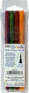 UCHIDA, ColorIn, 4 Piece, Brush Tip Marker Set, Natural Colors