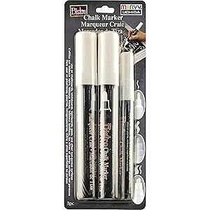 UCHIDA 48023-3A Bistro Chalk Marker, 3 Tip Sizes, White