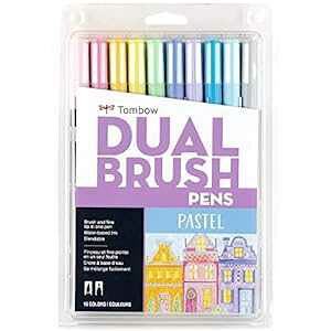 g{M 56187 fA uV y A[g }[J[ApXeA10 pbNBu_uAuVAt@C`bv}[J[ Tombow 56187 Dual Brush Pen Art Markers, Pastel, 10-Pack. Blendable, Brush and Fin