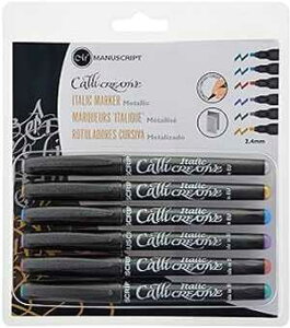 Manuscript Pen MM6646 Callicreative Italic Markers 6/Package Metallic - Assorted Colors