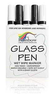 Rainbow Chalk Markers Limited Glass Pen Window Marker: Liquid Chalk Window Markers for Glass Washable, Car Marker or Mirror t Pen - Car Windows, Mirror, Storefront Windows & Party, Holiday (5 Pens - Black & Whi