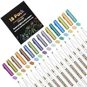 ^bN}[J[y 18{pbN m 16F t@C`bvyCgy XeV2{t DIY Ntg tHgAo bNA[g G J[h쐬 KX ؍ޗp 18 Pack Metallic Marker 