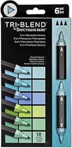Crafter's Companion XyNg m[ gCuh AR[ 3 }[J[ y - R[X^ uh - 6 pbN Crafter's Companion Spectrum Noir Triblend Alcohol 3 Marker Pens-Coastal Blends-Pack of 6