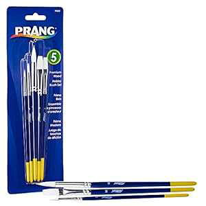 Prang zr[ yCg uV Zbg ʁAʁAANAeypAؐnh zCgсA5 ނ̃TCY (94005) Prang Hobby t Brush Set for Oil, Watercolor, Acrylic and Tempera, Wood Handle White Bristl