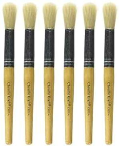 School Smart Natural Stubby t Brushes - 7 1/2 inch Handle - Set of 6