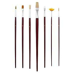 U.S. Art Supply 12-Piece Long Handle Nylon Hair & Bristle Artist t Brush Variety Set Red Handle