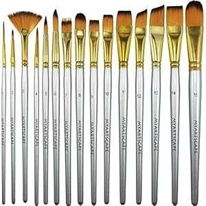 yCg uV - ʁAANAGpA[g uV 15 {Zbg - Znh MyArtscape t Brush - Set of 15 Art Brushes for Watercolor, Acrylic & Oil ting - Short Handles