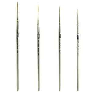 ZEM uV S[f ^N }` fBA O Ci[ A[eBXg uV Zbg 20/0A10/0A5/0A0 ZEM Brush Golden Taklon Multi Media Long Liner Artist Brush Set 20/0, 10/0, 5/0, 0