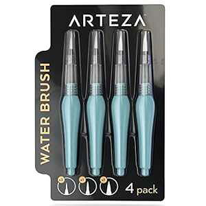 Arteza My - ȕێ - gїp -  - (ylߍ킹A4 {Zbg) Arteza Water Brush Pen - Self-moistening - Portable - Watercolor - (Assorted Tips, Set of 4)