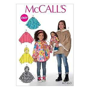 }bR[ p^[ M7460CHJ l`|` ݂܂̓t[ht McCall Patterns M7460CHJ Dolls Ponchos with Stand-Up Collar Or Hood