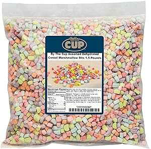 By The Cup eEVA }V}rbg 1.5 |h oN By The Cup Assorted Dehydrated Cereal Marshmallow Bits 1.5 Pound Bulk