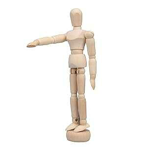 RDEXP 1PCS 5.5Inch Wood Mini Solid Wooden Art Human Manikin Mannequin Craft Model with a Wood Base 5.51x1.18Inch