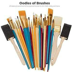 OODLES OF t Brushes Kid's Art, t, Craft & Multiple Mediums, Beginner Artist & Classroom [Set of 25 Assorted Bulk Pack] Perfect For Watercolor, Oil, Acrylic, Tempera ts & More