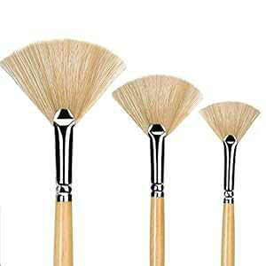 ICANyCguVA[eBXgt@yCguVZbgؖуOnhyCguVB(3) golden maple Oil Acrylic t Brushes Artist Fan t Brush Set Hog Bristle Long Handle ting Brush. (3Pcs
