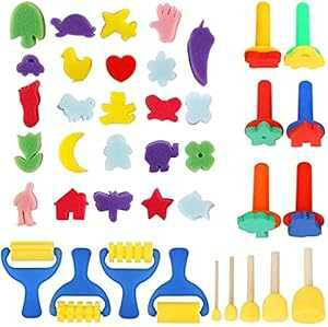 YGDZ t Sponges for Kids, 39pcs Early Learning Toddlers Sponge t Brushes Stamps Foam Art Craft Drawing Tools
