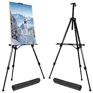 T-SIGN Portable Artist Easel Stand for ting - Adjustable Height ting Easel with Bag - Tabletop Art Easel for ting Canvas Stand, Poster Stand & Wedding Signs Stand - Metal Tripod- 66 inches 2 Pack