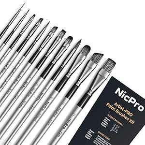Nicpro ANyCguV 12  lpA[gyCguVZbg ʃICKbV  {fBNtg ~j`AGp yCguV Nicpro 12 PCS Acrylic t Brushes Adult Art t Brush Set for 